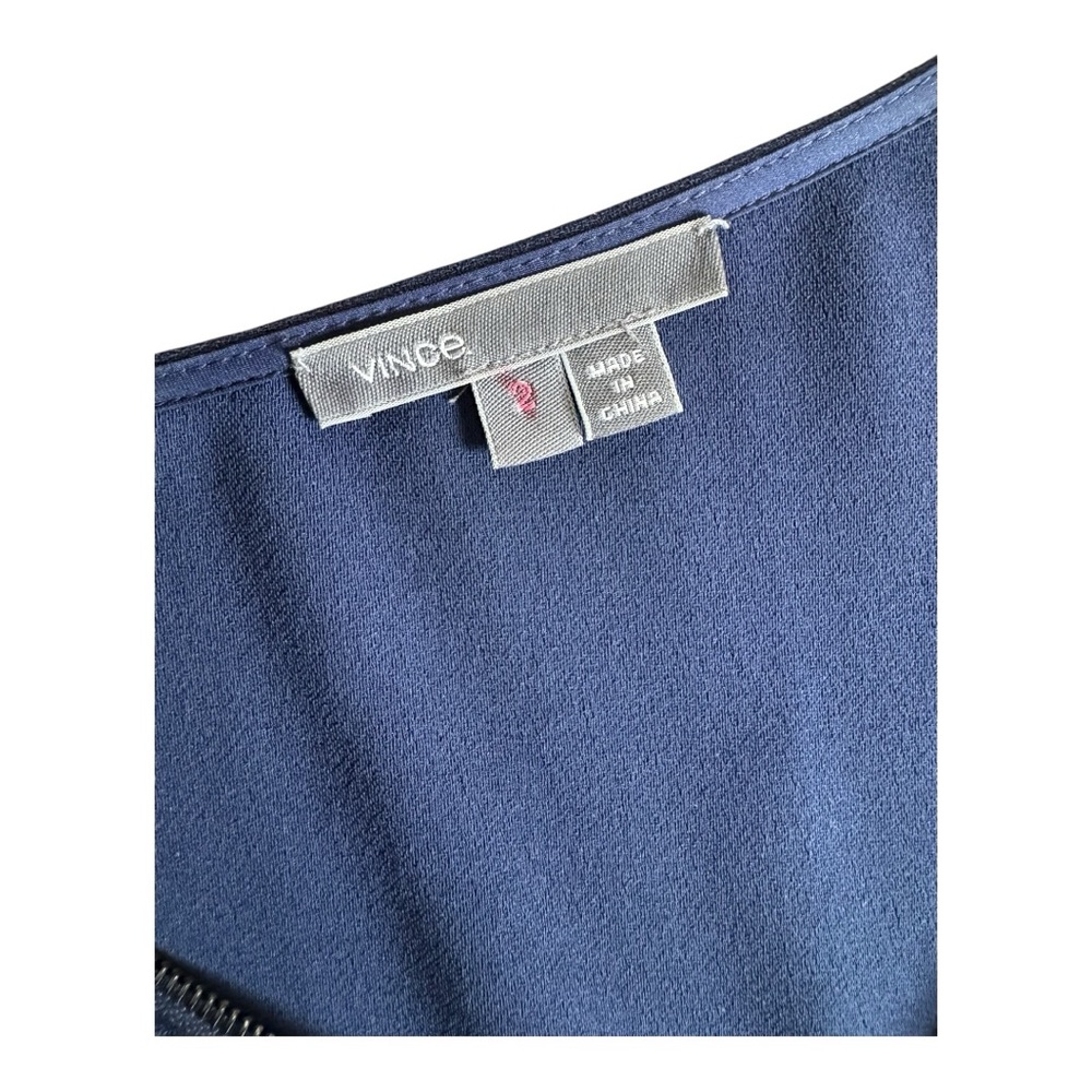 VINCE | $398 Crepe Zip-Front Cap Sleeve Jumpsuit in Navy, Size 2 - Picture 8 of 12